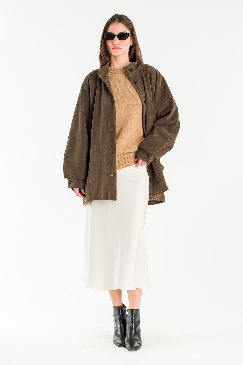 Henry Faux Suede Boxy Jacket, Khaki