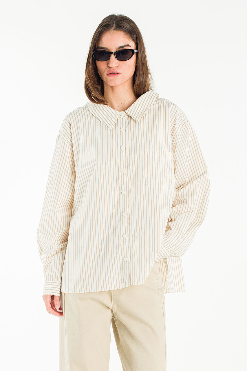 Muse Stripe Blouse, Beige