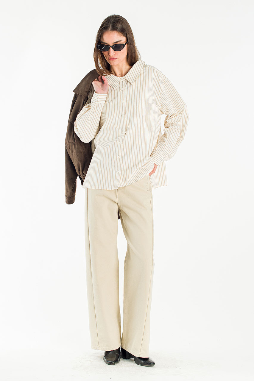 Muse Stripe Blouse, Beige
