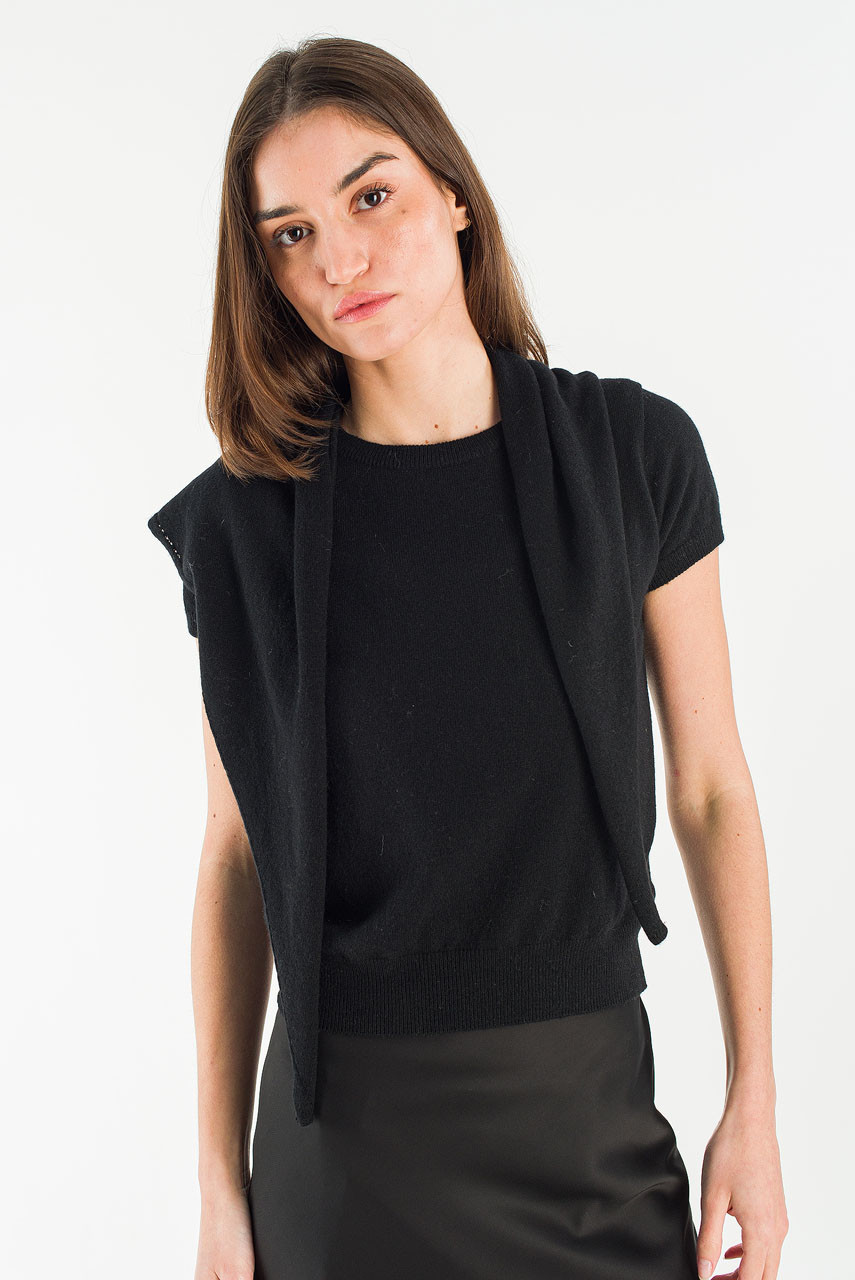 Lenn Scoop Neck Jumper & Scarf, Black