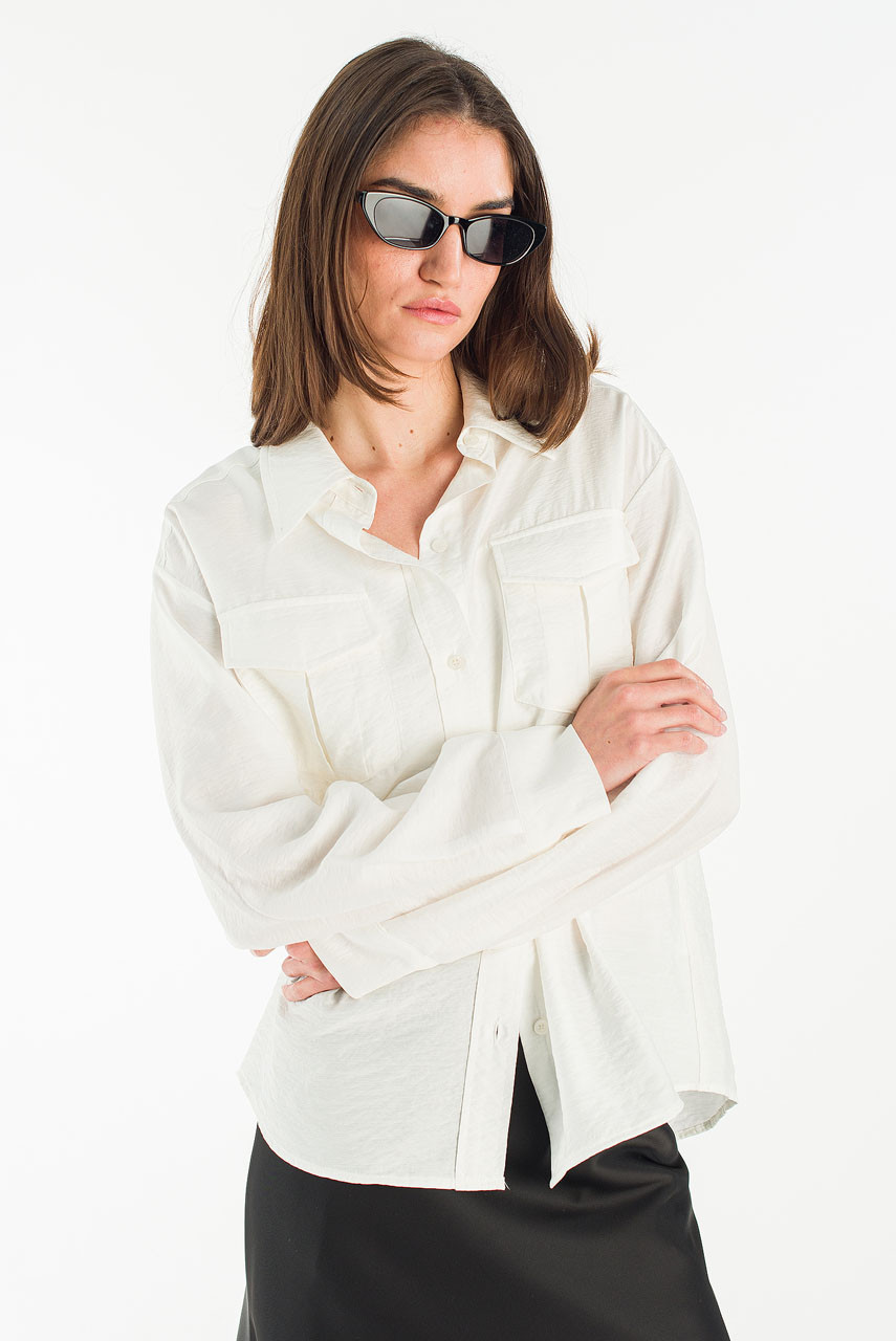 Lenn Twin Picket Blouse, Ivory