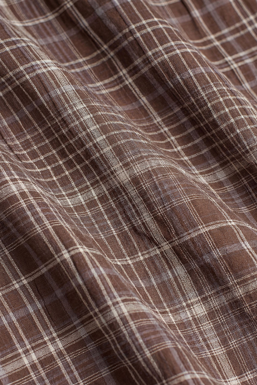 Bea Check Wrap Dress, Brown