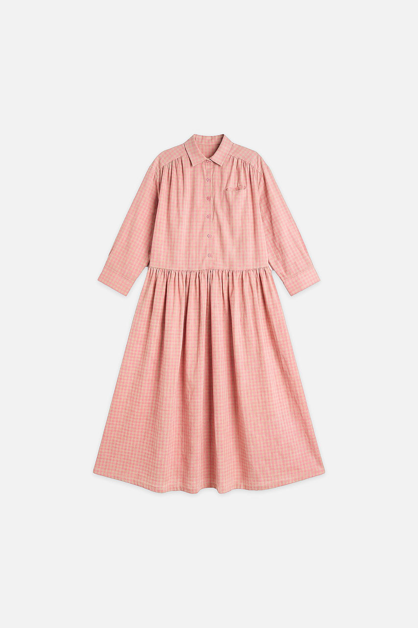 Lea Boxy Gingham Shirt Dress, Pink