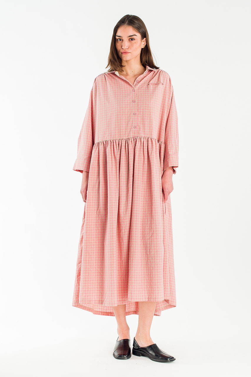 Lea Boxy Gingham Shirt Dress, Pink