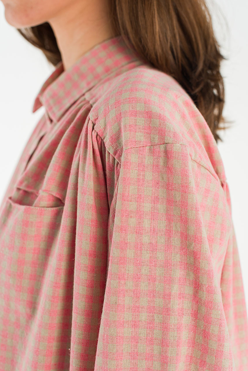 Lea Boxy Gingham Shirt Dress, Pink
