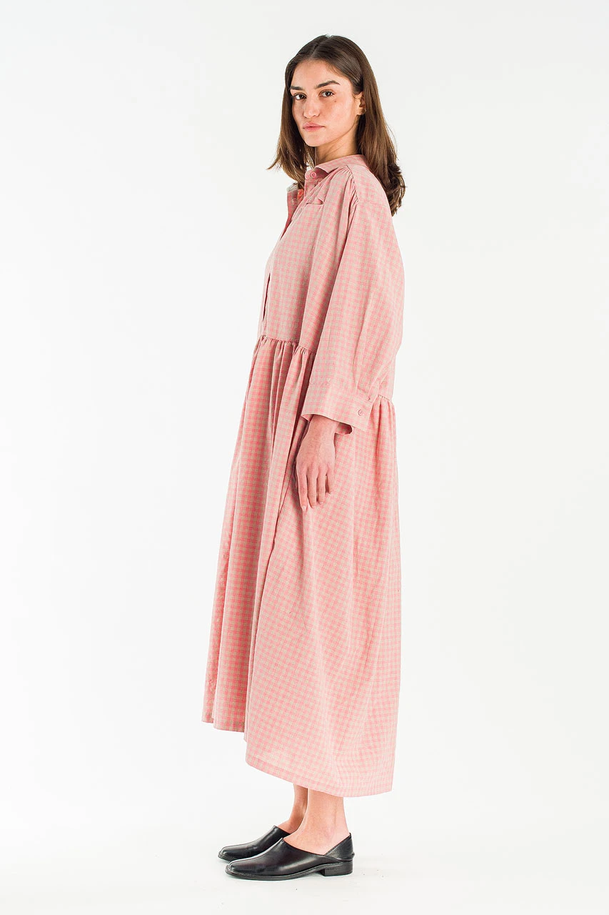 Lea Boxy Gingham Shirt Dress, Pink