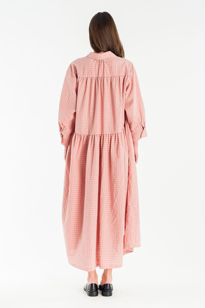 Lea Boxy Gingham Shirt Dress, Pink