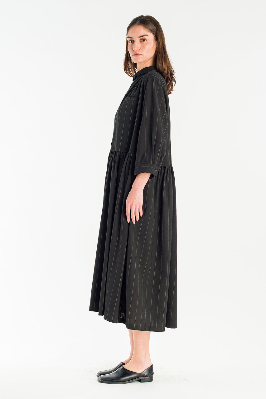 Lea Boxy Pin Stripe Dress, Black