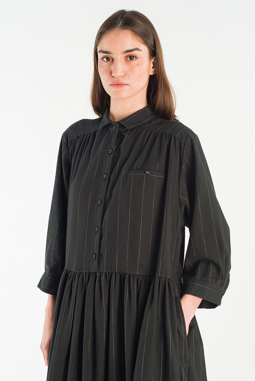 Lea Boxy Pin Stripe Dress, Black