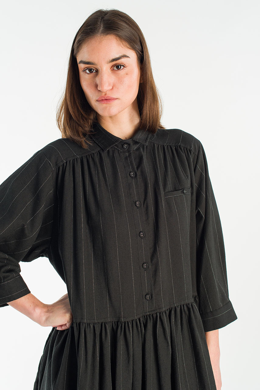 Lea Boxy Pin Stripe Dress, Black