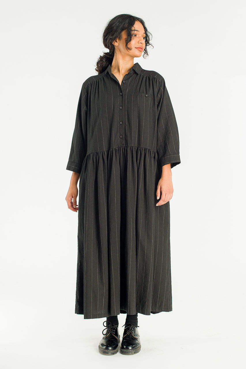 Lea Boxy Pin Stripe Dress, Black