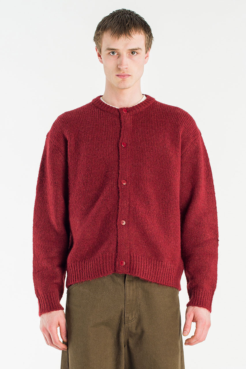 Menswear | Alpaca Knit Cardigan, Red