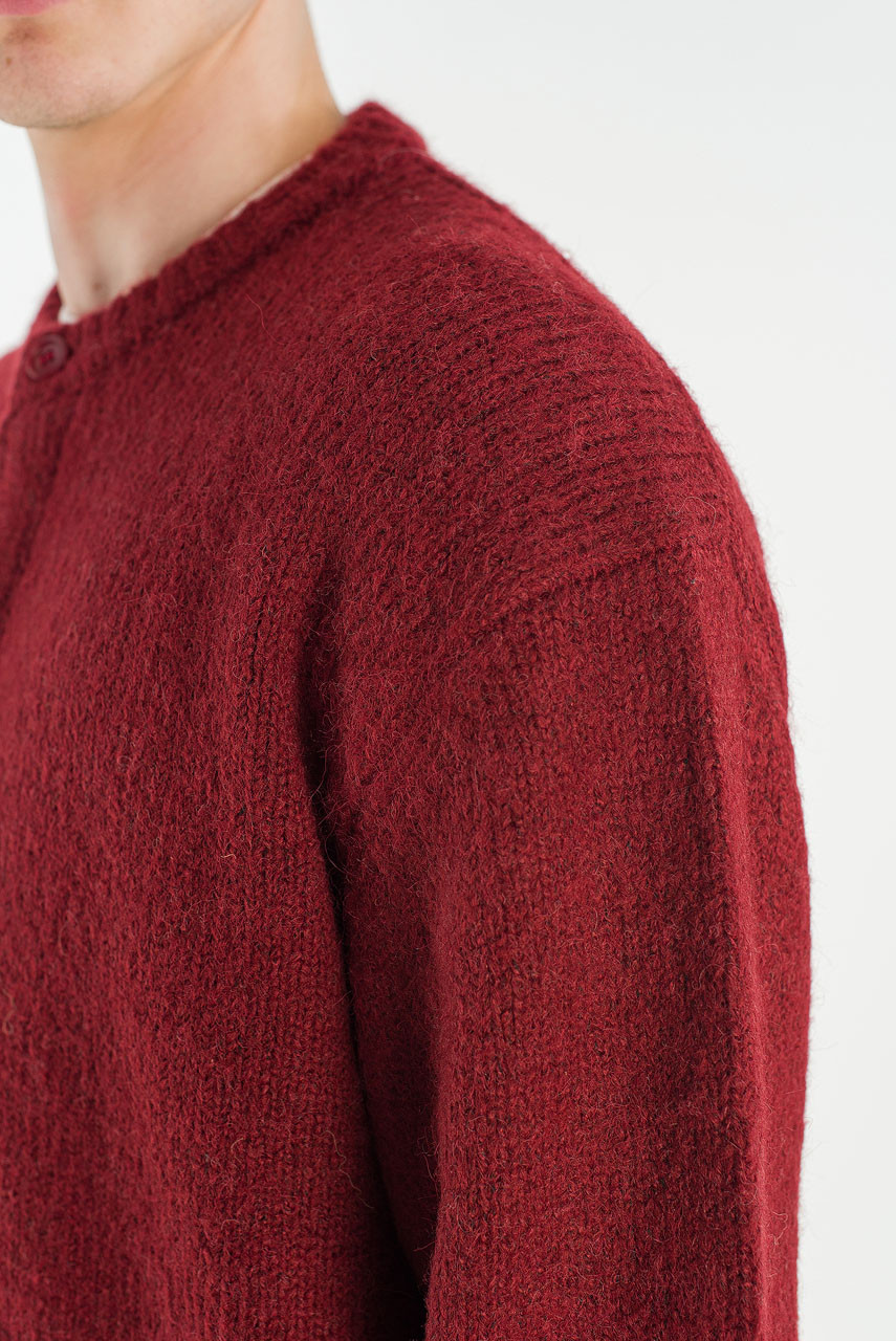 Menswear | Alpaca Knit Cardigan, Red