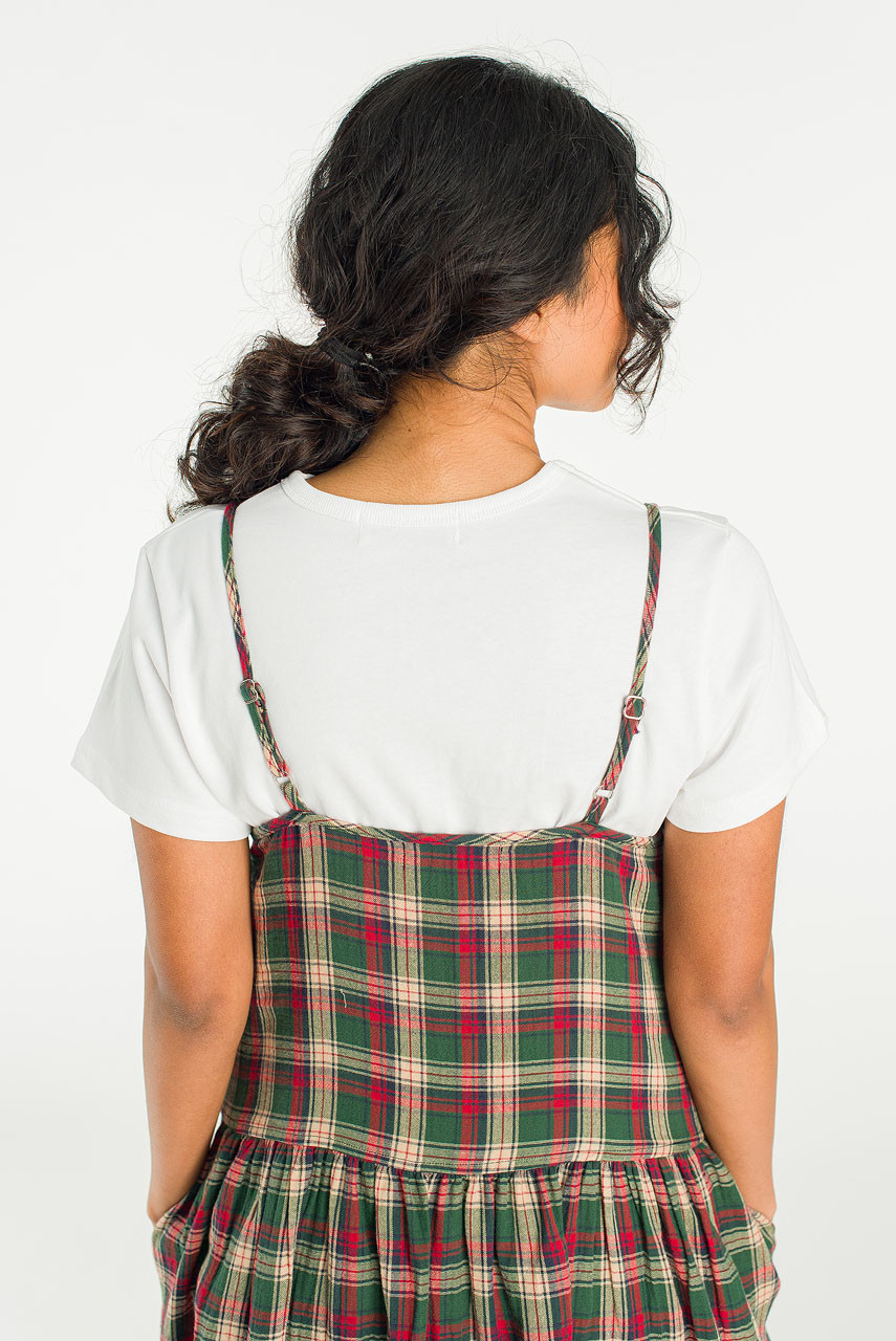 Ayame Check Slip Dress, Green