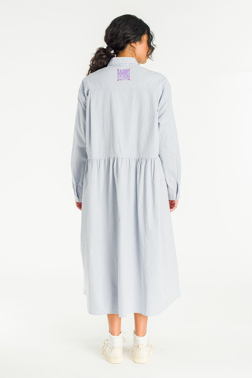 Pocket Sheering Dress, Blue