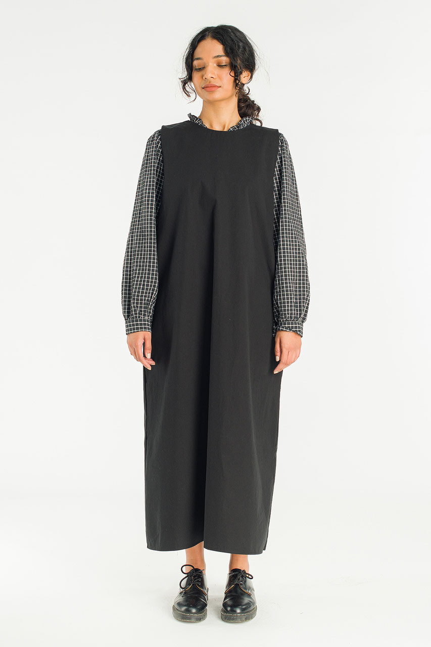 Slow Boxy Pinafore Dress, Black