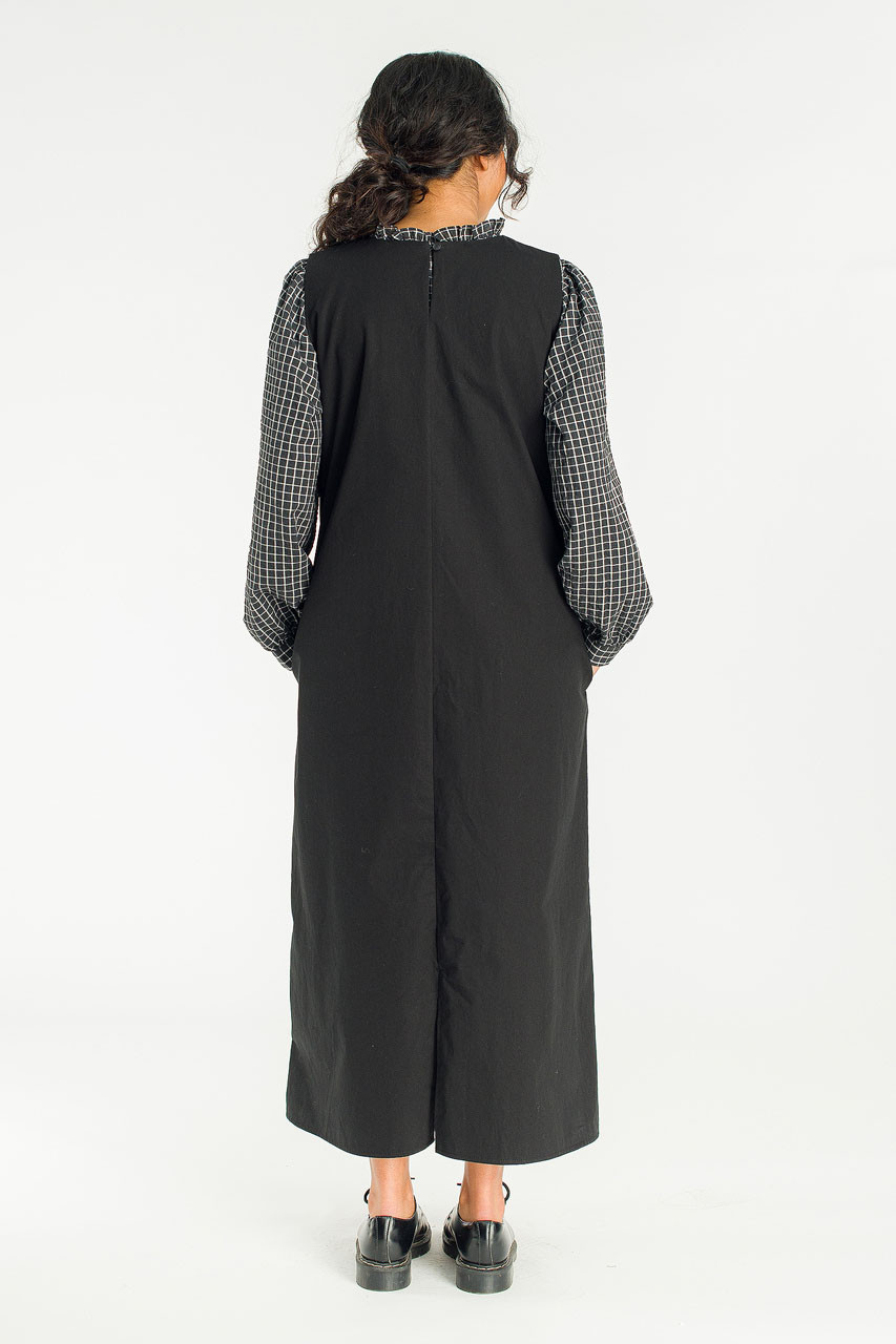 Slow Boxy Pinafore Dress, Black