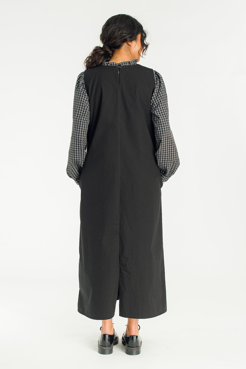 Slow Boxy Pinafore Dress, Black