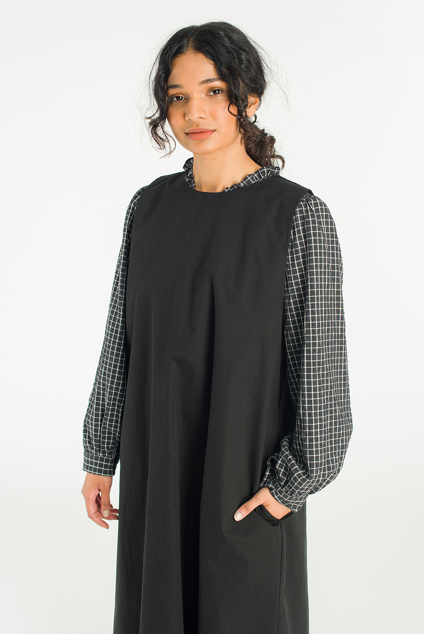 Slow Boxy Pinafore Dress, Black