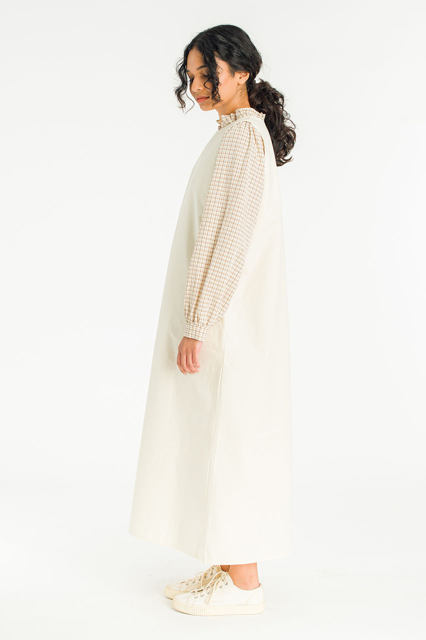 Slow Boxy Pinafore Dress, Beige