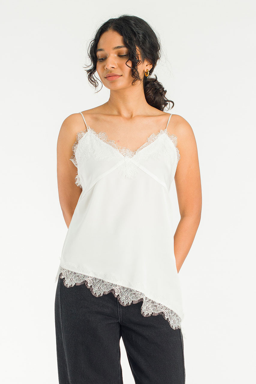 Lily Satin Top, Ivory