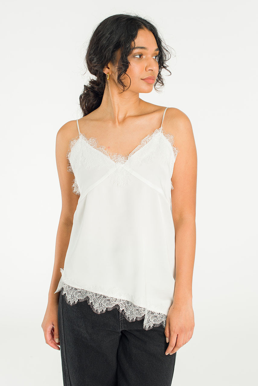 Lily Satin Top, Ivory