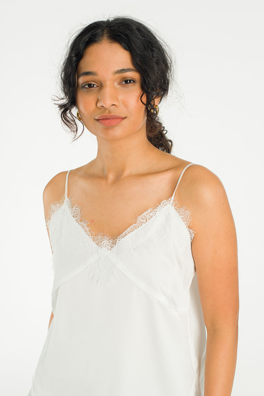 Lily Satin Top, Ivory