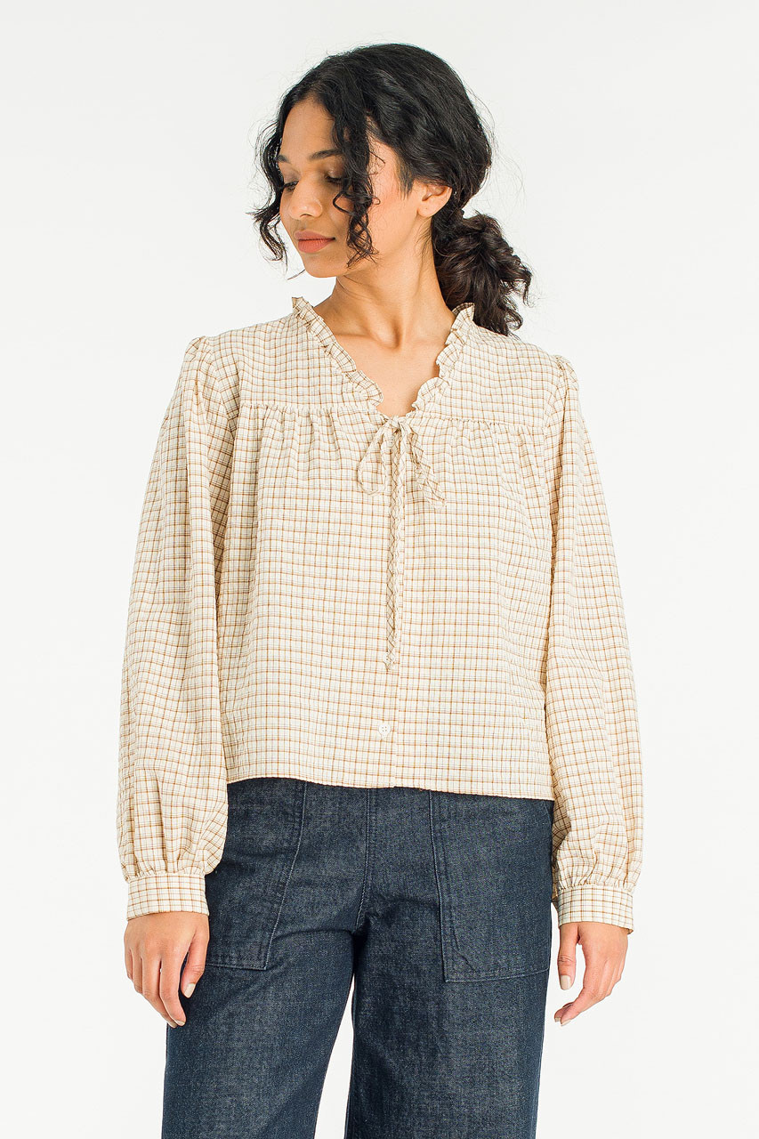 London Check Blouse, Beige