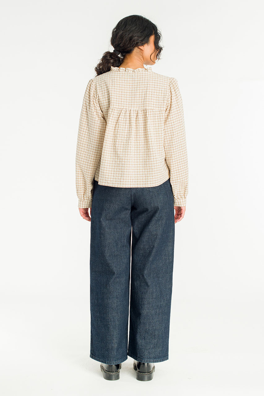 London Check Blouse, Beige