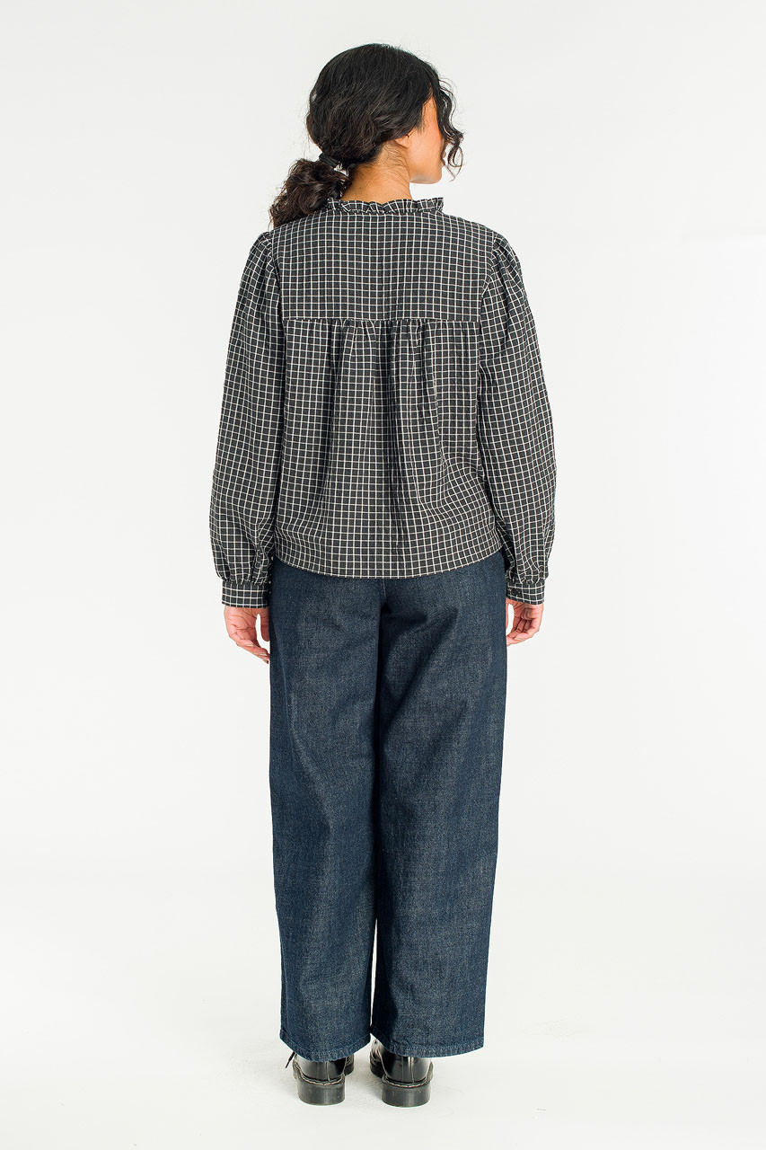 London Check Blouse, Black