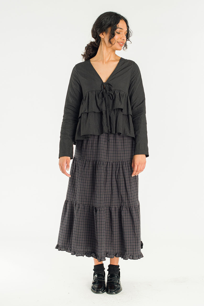 Faye Ribbon Open Blouse, Black