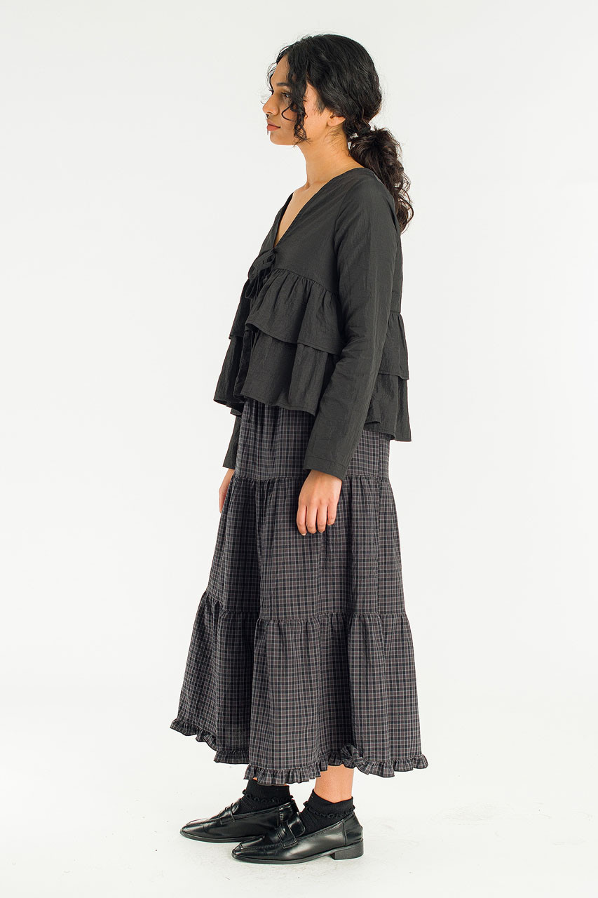 Faye Ribbon Open Blouse, Black