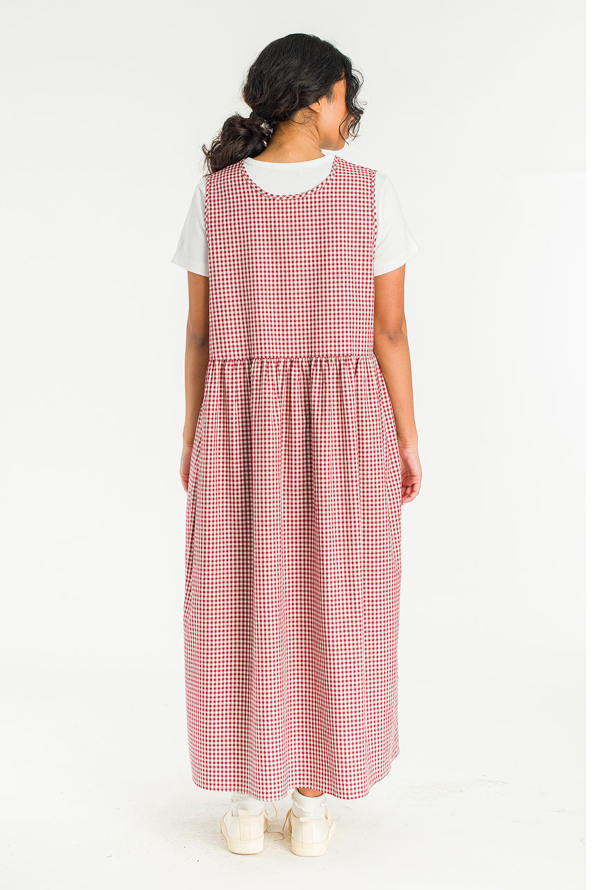 Two Way Faye Ribbon Back Dress, Wine Gingham
