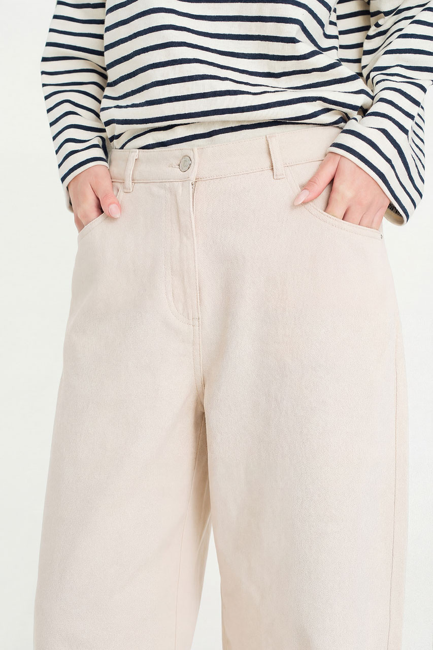 Tom Washed Cotton Pants, Cream