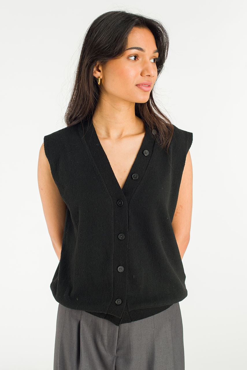 Shawl Set Vest, Black