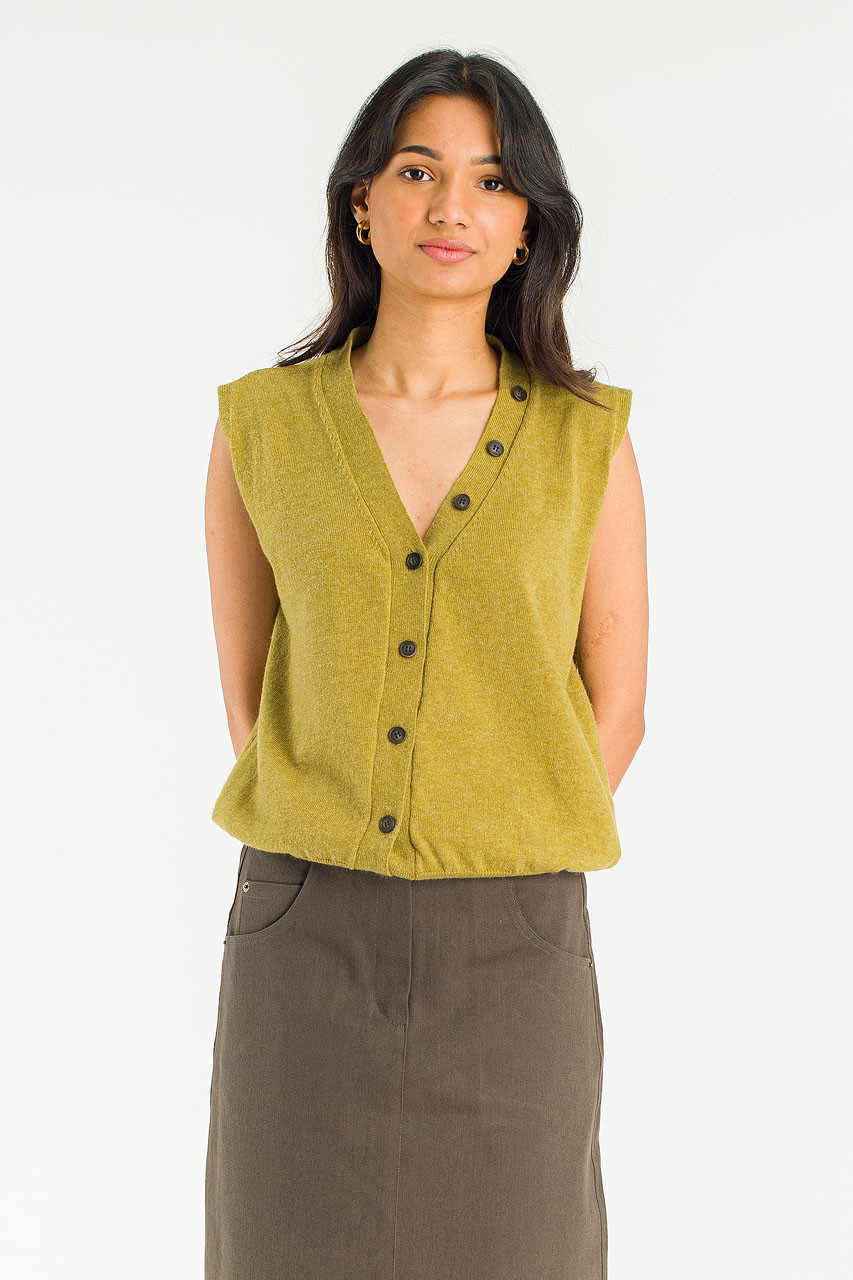 Shawl Set Vest, Olive