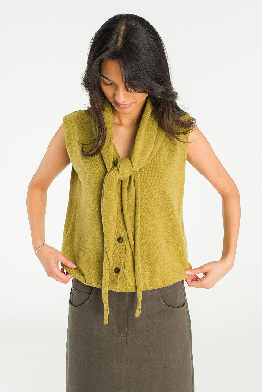 Shawl Set Vest, Olive