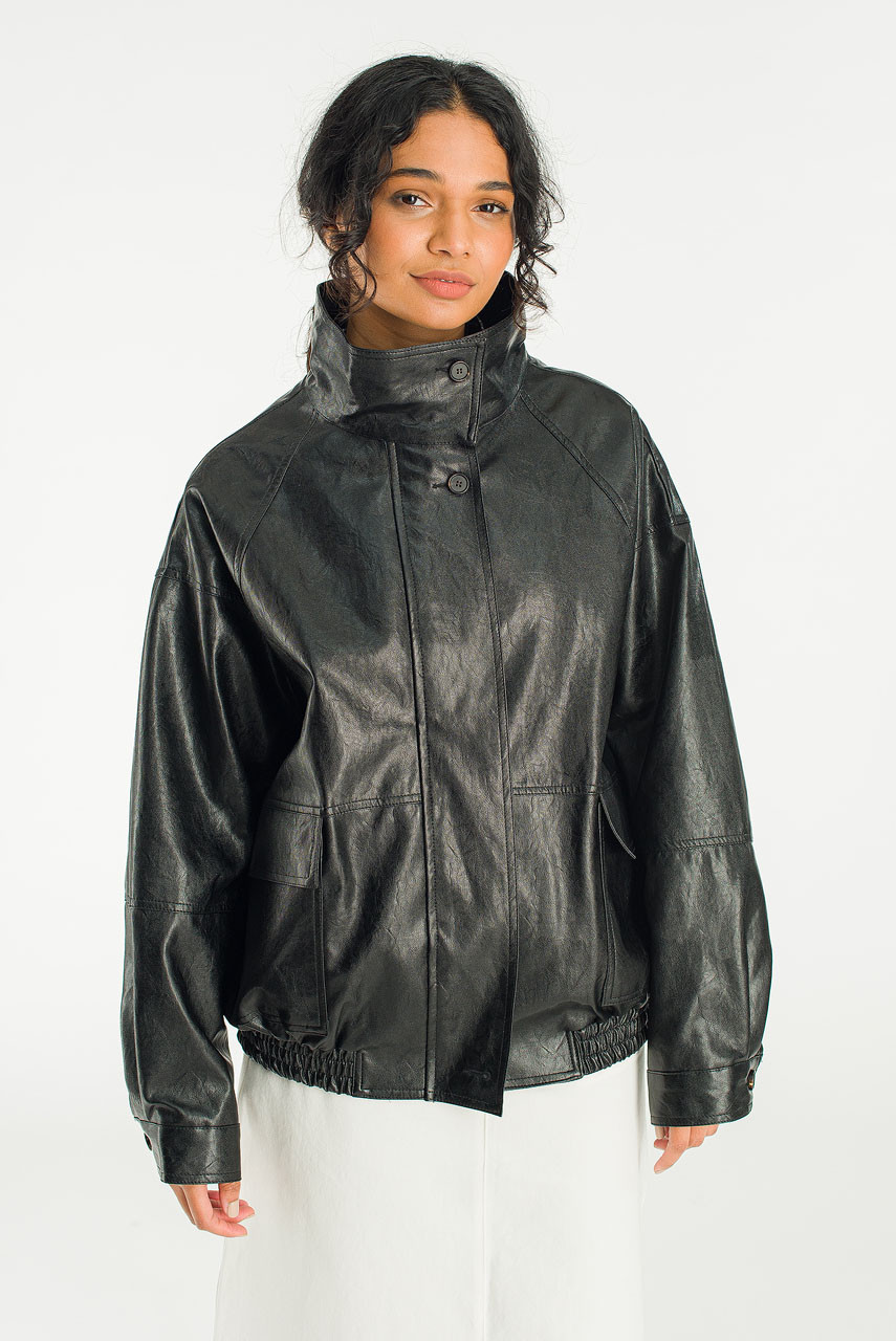 Eileen Faux Leather Jacket, Black