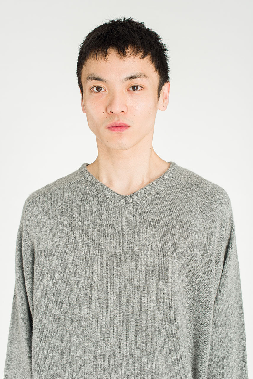 Menswear | Fine V Knit, Melange Grey