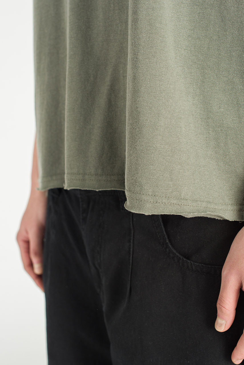 Menswear | U-Neck Crop Tee, Ink Grey