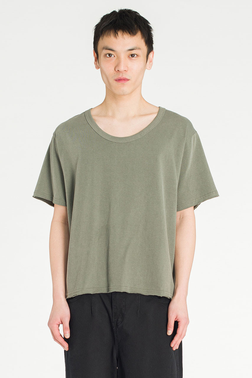 Menswear | U-Neck Crop Tee, Ink Grey