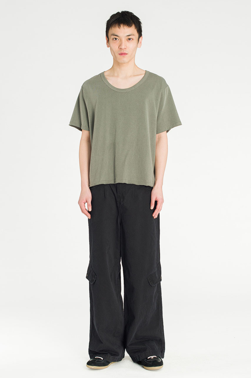 Menswear | U-Neck Crop Tee, Ink Grey