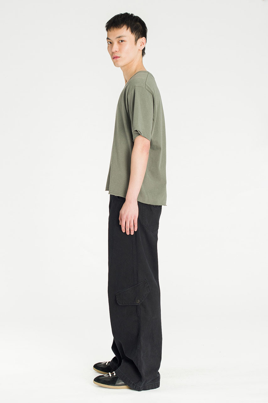 Menswear | U-Neck Crop Tee, Ink Grey