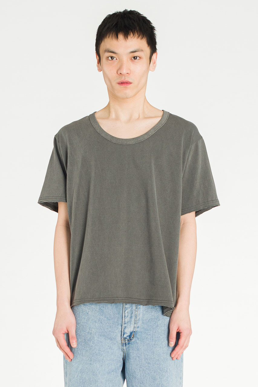 Menswear | U-Neck Crop Tee, Charcoal