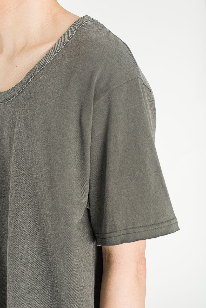 Menswear | U-Neck Crop Tee, Charcoal