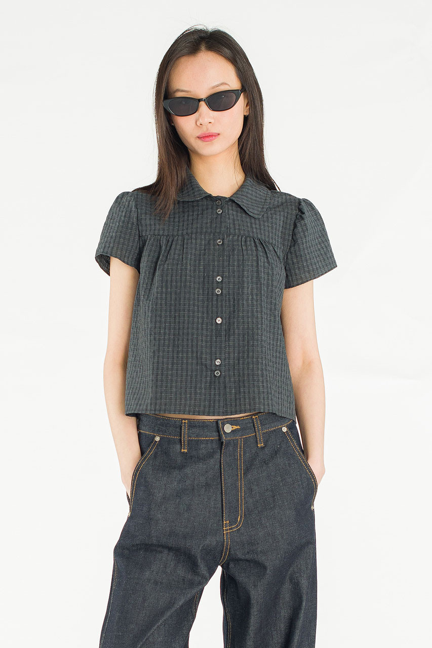 Loam Pop Blouse, Charcoal
