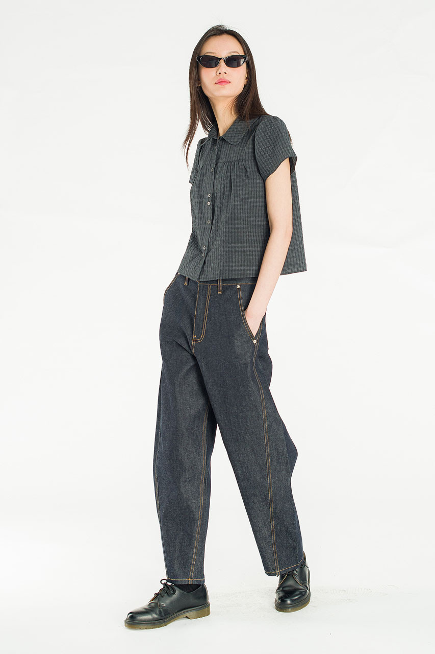 Loam Pop Blouse, Charcoal