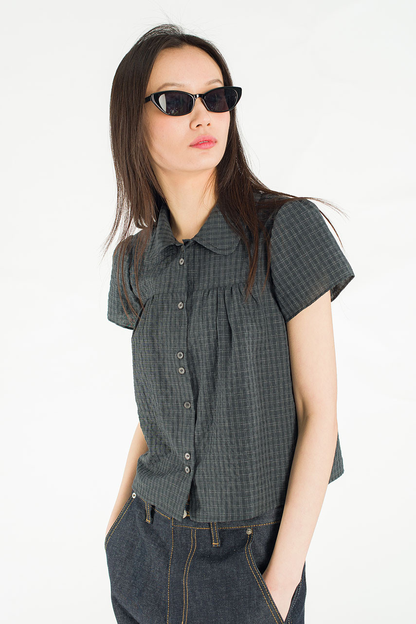 Loam Pop Blouse, Charcoal