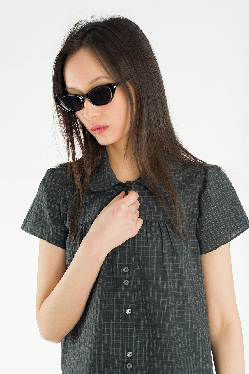 Loam Pop Blouse, Charcoal