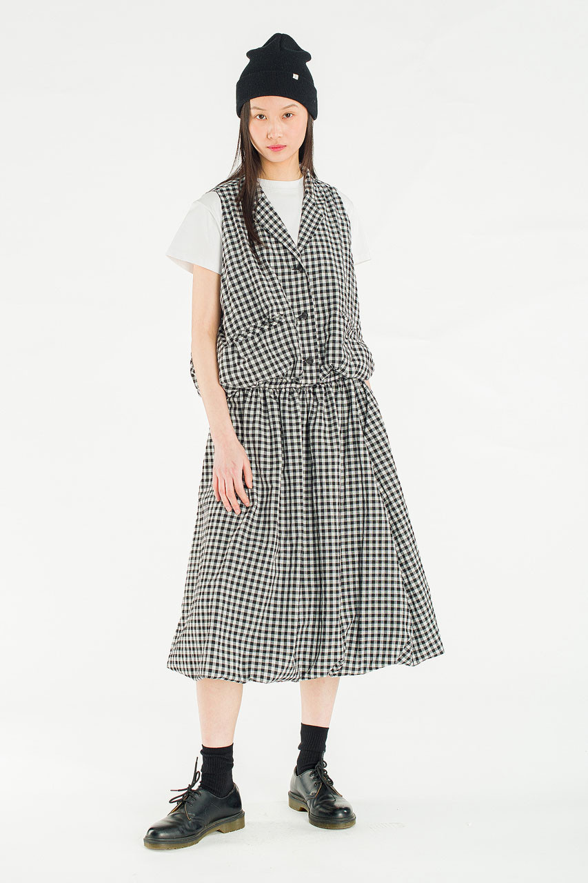 April Gingham Balloon Skirt, Black